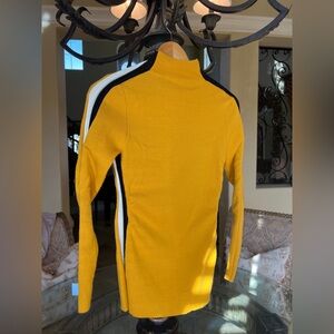 Paper London Marigold Knit Long Sleeve Sweater Striped White Black Sleeves XS